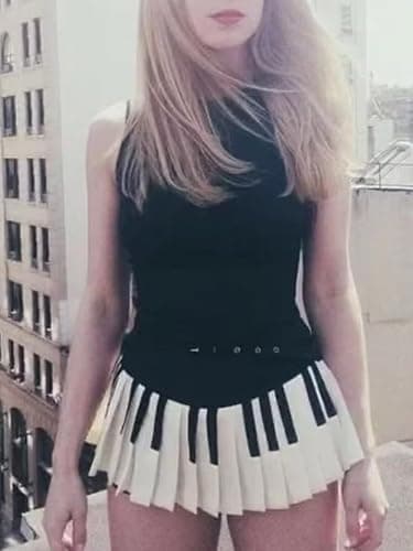 TYATVS Piano Skirt Mini Skirts for Women High Waisted Whimsy Twee Skirt Y2k Harajuku Dark Coquette Aesthetic Grunge thumbnail 5