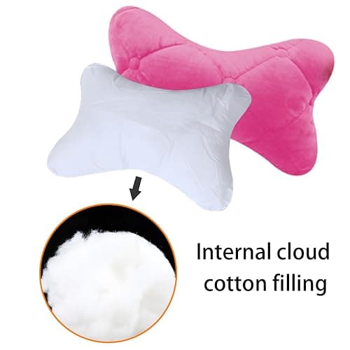 KHGUZ 2PCS Car Headrest Pillow, Soft Comfortable Vehicle Neck Pillow Cushion, Automotive Interior Head Rest Pad Accessories for Driving Fatigue Relief, Universal for SUV, Sedan, Truck (Pink) thumbnail 4