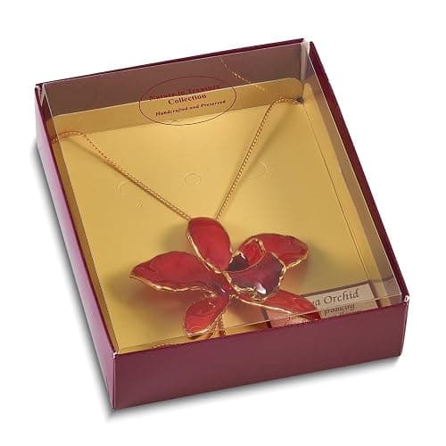 Auriga Fine Jewelry 24K Gold-trim Lacquer Dipped Multi-Color Real Cattleya Orchid Slip-on Adjustable Gold-tone Necklace thumbnail 4