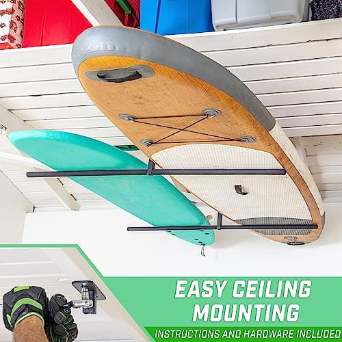 GoSports Kayak Rack for Garage Ceiling Mount - Adjustable Storage Hangers for 2 Kayaks, SUPs, or Surfboards thumbnail 5