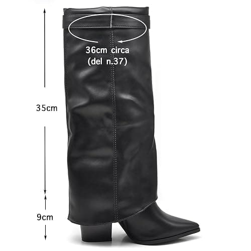 IF FASHION Stivali Alti A Punta Gambale A Ghetta Cownboy Texani Con Tacco Alto Da Donna GA017 thumbnail 3