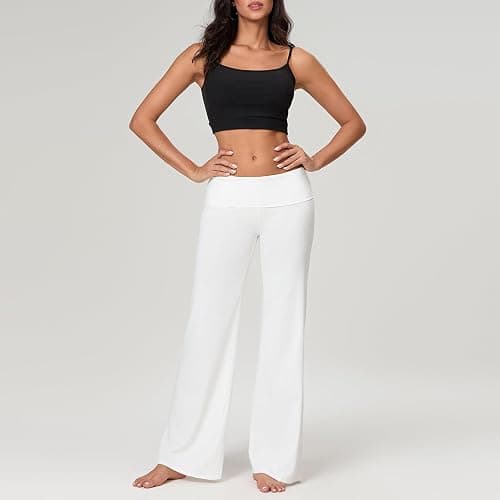 DSORVICD Women Fold Over Leggings Low Rise Wide Leg Flared Sweatpants Lounge Yoga Pants Back to School Clothes for Teens thumbnail 2