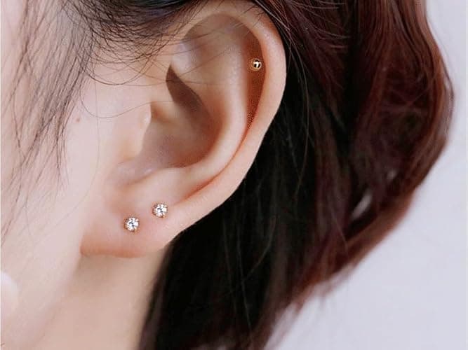 AVYRING Gold Ear Piercing Kit 2mm, 2mm Ear Piercing Gun, Disposable Ear Piercing Kit with Piercing Earrings Studs Surgical Steel Painless Self Piercing 20g Flat Back Earring Ball Zircon thumbnail 6