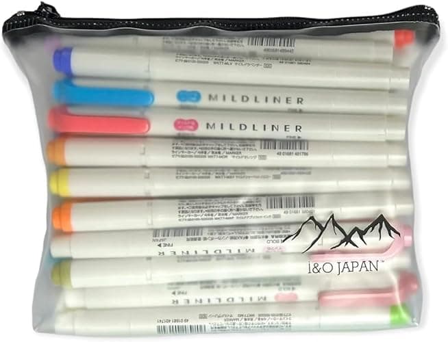 Zebra Mildliner Soft Color Double-Sided Highlighter Pens 35 Full Color Assorted with Sarasa Clip Pen Black 0.5mm and Original Vinyl Pen Case thumbnail 3