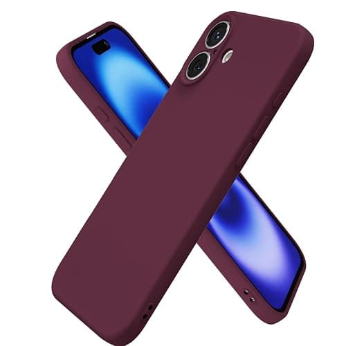 oakxco for iPhone 16 Case Silicone, Ultra Slim Thin Phone Case for Women Girls, Plain Solid Color Minimalist Aesthetic Cute Girly Design, Soft Rubber Gel TPU with Camera Cover, Burgundy Maroon - Image 1