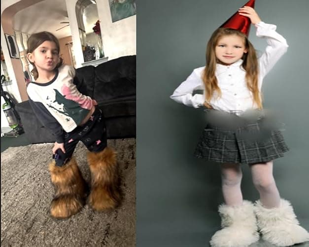 NWSTESLE Kids Fur Boots Furry Boots for Girls Warm Faux Fur Snow Boots for Kids,Mid-Calf Flat thumbnail 5