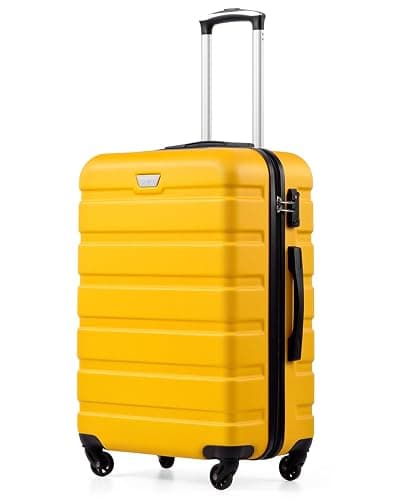 COOLIFE 28 Inch Large Suitcase for Checked Luggage, Business Trip, ABS+PC, Lightweight Hard Shell Luggage with 360°Rubber Spinner Wheels, YKK Zipper, Telescopic Handle, TSA Lock, Lemon Yellow - Image 1