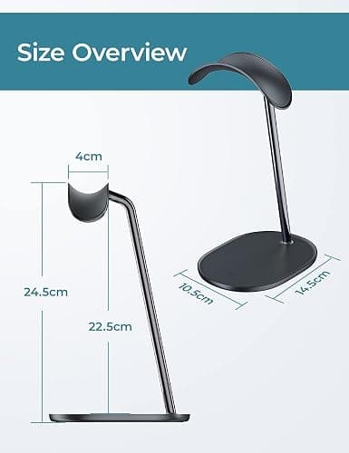 BENKS Desktop Headphone Stand Universal Headset Holder Hanger Mount with Protective Silicone Pad, Gaming Headset Accessories, Compatible with AirPods Max, Beats, Bose, Sony and so on(Black) thumbnail 3
