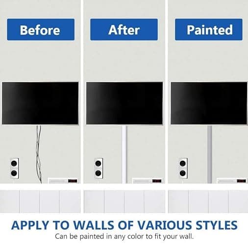 Delamu Cord Hider, 157in Wire Covers for Cords on Wall, Premium Cable Hider Cord Covers for Wires, Cable Management Wire Hiders for TV, Cable Raceway Kit, W0.95 H0.55in, White thumbnail 10