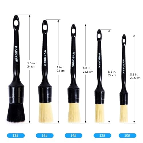 MVEQRRN Boars Hair Ultra Soft Detailing Brushes Set, 4 Pcs Premium Natural Boars Bristles, 1 Pcs Duster Detail Brush for Cleaning Car Interior Dashboard Leather Seat thumbnail 2