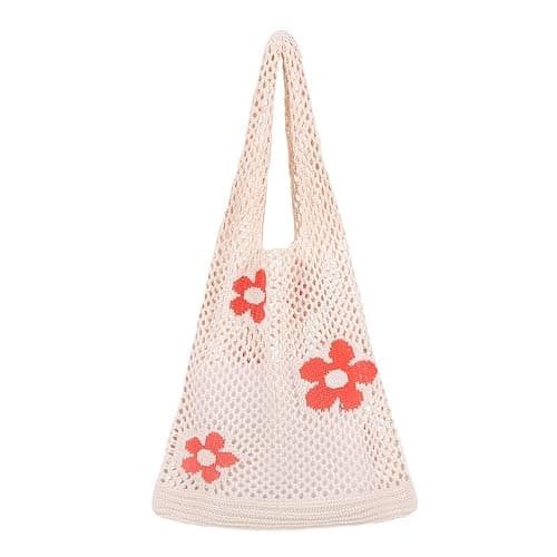 Ovida Crochet Tote Bag Mesh Beach Bag Fairycore Hobo Fairy Grunge Aesthetic Shoulder Bag Y2k Purse for Women Girls | Beach Bag - Image 1
