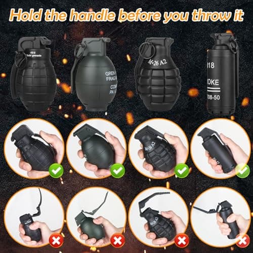 Tomatong Toy-Hand Grenade for CS Battle Game,with 9 Foam Ammo Model Tactical CS-Grenade Fun Impact Gel Toys Halloween Outdoor Sport for Age 14 Years Old and up and Adults,Black thumbnail 5