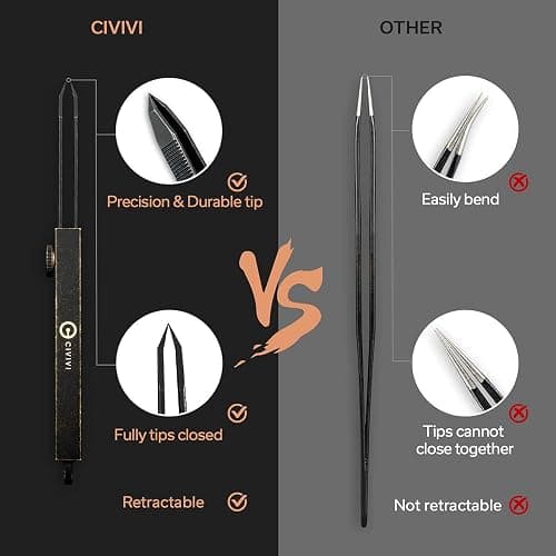 CIVIVI Precision Tweezers for Splinters, Retractable Keychain Tweezers for Men Women EDC Carry, Tac-N-Tweeze Tweezers with Leather Sheath Designed By Bob Terzuola C19062B-A thumbnail 5