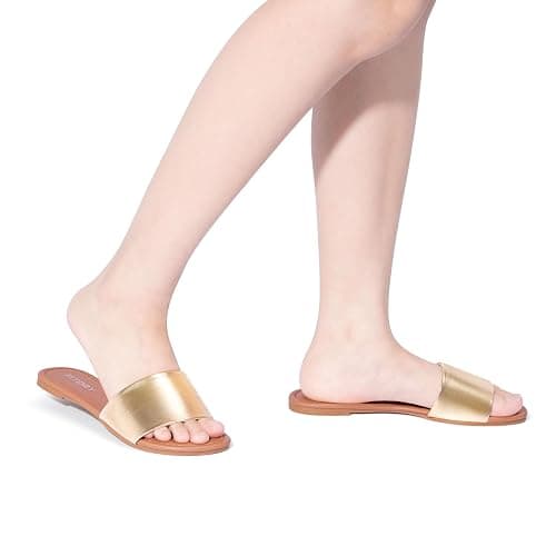 FITORY Women's Slide Sandals Fashion Round Toe With Classic Single Strap Slippers for Beach Size Size 6-11 thumbnail 2