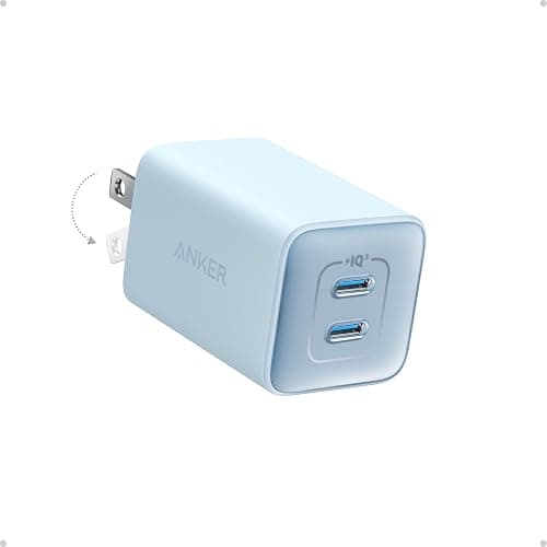 Anker Nano Charger, 47W 2 Port Compact Foldable GaN USB C Charger for iPhone 17/16, Galaxy, Pixel, Compatible with MagSafe (Blue) - Image 1