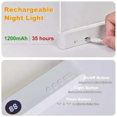 Book Light, Rechargeable Clear LED Flat Reading Light with 3 Colors & Timer, Dimmable Panel Plate Lamp Book Full Page Light for Reading in Bed at Night, Funny Gifts for Readers Kids Women Men (White) thumbnail 5