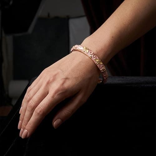 sunglnl Cloisonne Bracelet For Women, 4 Petals of Flower Shaped Enamel Bling Chunky Bangle Trendy Cute Colorful Gold Plated Vintage Bracelets Stackable Wife Jewelry Friendship Gift thumbnail 3