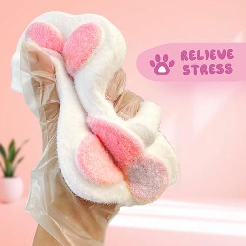 Cat Paw Squishy Toys, Handmade Taba Squishy Big Cat Paw Silicone Squeeze Toys, Furry Cat Paw Squishys Toys for Stress Relief, Fufu Squishys 4 Inch Cute Soft Squeeze Toy, Squeeze Fidget Toys thumbnail 4