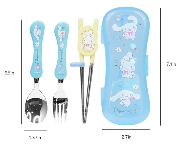 Lilfant Cute Fork, Spoon, and Chopsticks Flatware Set with Case, Stainless Steel, Medium thumbnail 3