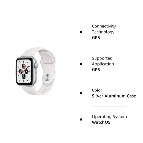 Apple Watch SE (GPS, 40mm) - Silver Aluminum Case with White Sport Band (Renewed) thumbnail 8