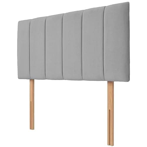hm bedding Velvet Upholstered Headboard for Divan Beds – 20-Inch Lined Extra Padded Plush Headboard with Wooden Struts – Luxury Bedroom Furniture (Grey, Double) - Image 1