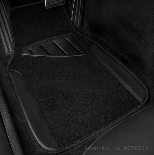 CAR PASS Waterproof Universal Fit Car Floor Mats, Faux Leather Car Carpet Mats, Black Car Mats with Anti-Slip Nibbs Backing & Driver Heel Pad Fit for SUV,Vans,sedans, Trucks,Set of 4pcs(All Black) thumbnail 7