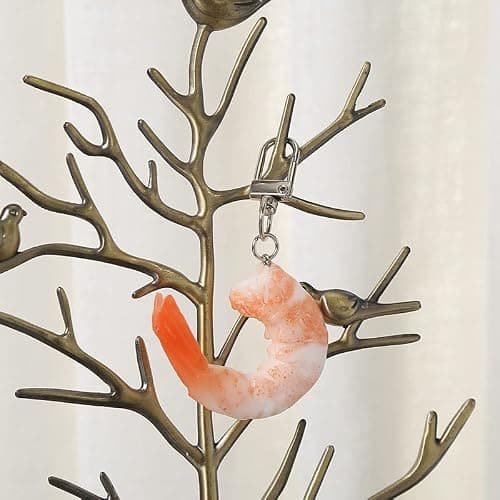 HSYHERE Men Women Creative Interesting Novelty Stylish Mini Simulated Food Orange Shrimp Keychain Key-ring Pendant thumbnail 3