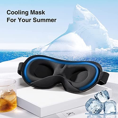 YFONG Weighted Sleep Mask, Women Men 3D Blocking Lights Sleeping Mask (4.2oz/120g), Pressure Relief Night Sleep Eye Mask with Adjustable Strap, Eye Cover Blindfold for Travel Nap Yoga, Black thumbnail 7