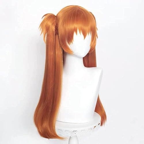 Wiggy Mermaid Ginger Orange Wig with Pigtails Cosplay Wig + Hairpin Anime Pigtails Womens Long Straight 2 Ponytails Halloween Hair Wigs + Cap thumbnail 3
