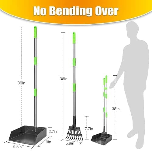 TOOGE Larger Pooper Scooper for Large Dogs, Dog Pooper Scooper for Large Medium Small Dogs Long Handle Stainless Metal Tray and Rake Set Heavy Duty thumbnail 3