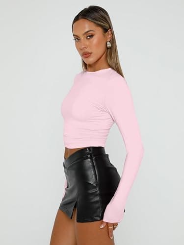 AUTOMET 3 Pack Womens Long Sleeve T Shirts Fall Fashion Basic Going Out Crop Tops Slim Fitted Winter Clothes 2025 thumbnail 3