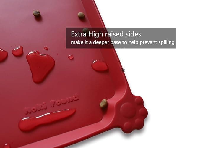 Hoki Found Silicone Pet Food Mats - Non Slip Dog Cat Bowl Mats - Classic Red thumbnail 2