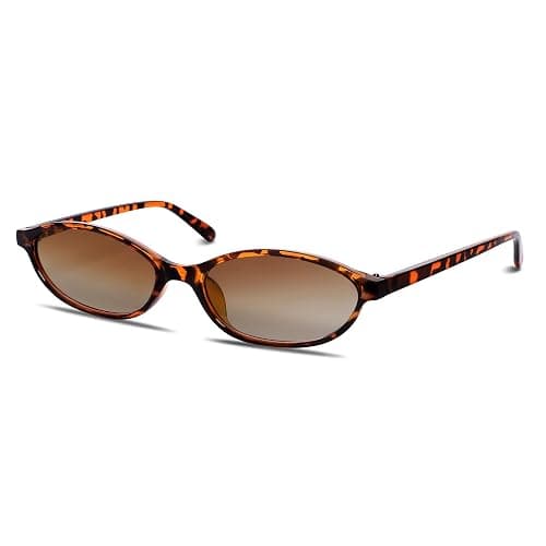 GUVIVI Retro Oval Sunglasses for Women Chic Cat Eye 90s Sunnies Lightweight Narrow Shades Trendy UV protection Sun Glasses - Image 1