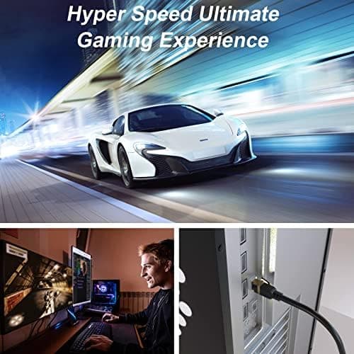 Cat 8 Ethernet Cable, 100FT High Speed Heavy Duty 26AWG Cat8 LAN Network Cable 40Gbps, 2000Mhz with Gold Plated RJ45 Connector, Outdoor&Indoor Internet Cable Compatible for Router Gaming Modem Xbox thumbnail 4