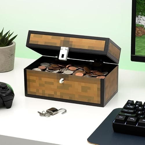 Minecraft Official Chest Money Bank – Gamer Room Decor & Gift for Boys and Girls – Piggy Bank for Bedroom or Playroom | Paladone thumbnail 2