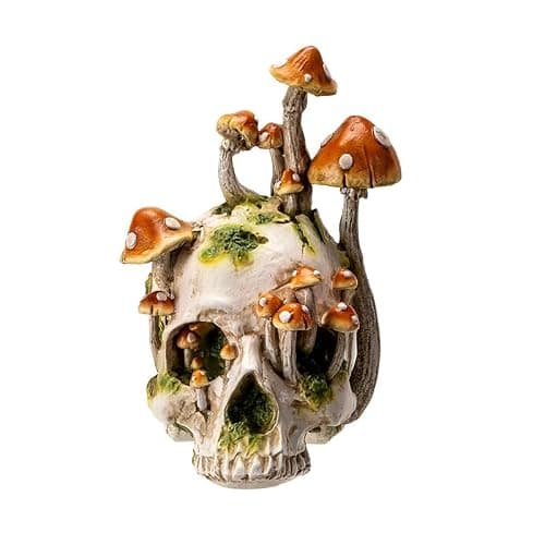 Pacific Giftware Large Skull with Mushrooms, Fungi Skull, Mushrooms Skull Head - Image 1