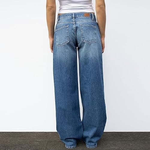 Women's Y2k Low Rise Baggy Jeans Washed Straight Wide Leg Denim Pants Casual Loose Vintage Fit Boyfriend Jean Denim Pants thumbnail 2