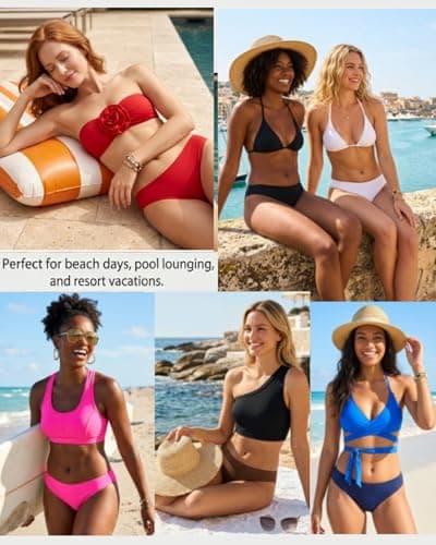 Zmart Women Full Coverage Bikini Bottoms - Mid Rise Bathing Suit Swim Bottom Swimsuit Swimwear Black M thumbnail 2