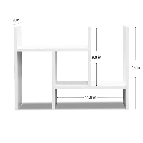 MASAKA B&W - Kawaii Storage Desktop Organizer for Your Desk Space, Double H Plants Display Shelf, Home Office Storage Rack Adjustable Stackable for Office, Dormitory (White*01) thumbnail 2
