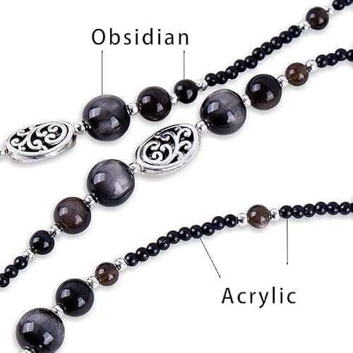 BILIONE Obsidian Glasses Chains, Boho Beaded Eye Glasses Holders around Neck, Gothic Stone Eyeglasses Necklace for Women, Men thumbnail 5