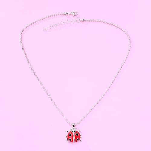 Cykdohy Cute Red Ladybug Pendant Necklace for Women Dainty Beetle CZ Charm Choker Fashion Lovely Animal Funny Coccinella Septempunctata Beaded Chain Necklaces Jewelry Birthday Halloween Party Gifts thumbnail 4