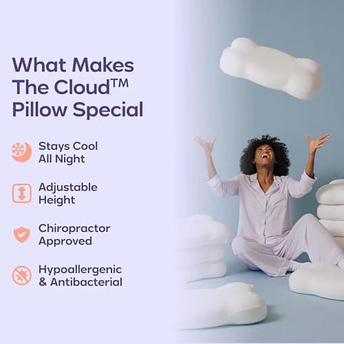 Mellow CloudAlign Memory Foam Pillow for Neck & Shoulder Support, High | Dual Height Ergonomic Cervical Pillow for Side Back & Stomach Sleepers, Contoured Orthopedic Bed Pillow with Washable Cover thumbnail 7