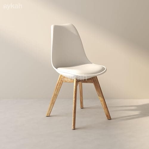 Aykah Modern Dining Chairs Set of 4 - Dining Chair with Wood Legs - Dining Chairs of Plastic seat with Cushion - Kitchen Chair - White Dining Room Chair - Easy to Assemble thumbnail 8