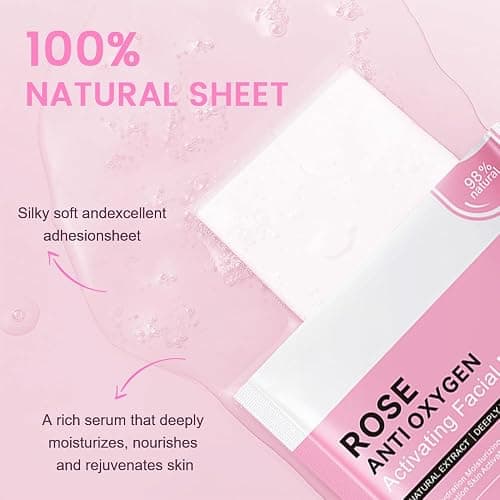 8 Pack Rose Face Mask,Pink Face Masks Spa Day kit Supplies for Teens Girls Women,Sheet Facial Mask Skincare for Kids Gifts Set,Hydrate Nourish Soothe for All Skin Types,Spa Party Favors - 8Pcs-Rose Mask thumbnail 3