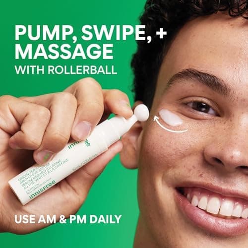 Innisfree Green Tea Caffeine Depuffing Eye Serum with Niacinamide, Cooling Korean Eye Roll-On for Hydration and Brightening thumbnail 7