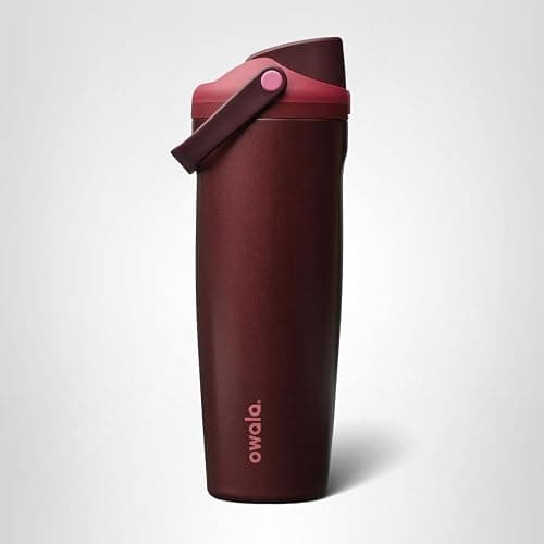 Owala FreeSip Sway Insulated Stainless Steel Water Bottle with Two-Way Spout, Built-In Straw and Bucket Handle, Made for Travel, School, and Sports, 30oz, BPA Free, Leak Proof, Black Cherry thumbnail 9