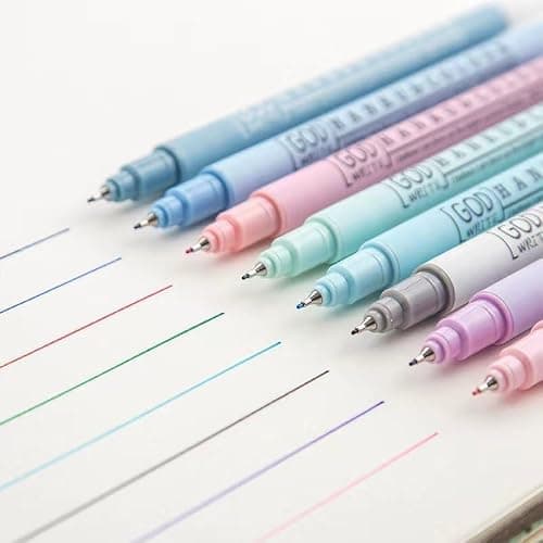HANKU Colored Fineliner Pens, 0.38mm Fine Tip Pens, 8 Colors Fine Point Pen, Bible Journaling Planner Micro Pen Set for Writing, Drawing, Note Taking, Bullet Journaling thumbnail 2