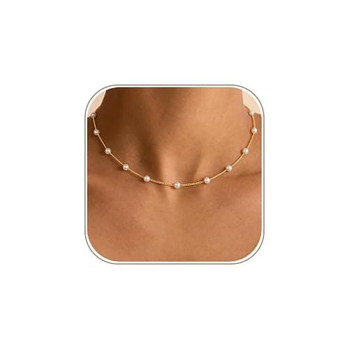Gold Pearl Necklaces for Women - White Pearls Jewelry Gifts Wedding Bride Bridesmaid Jewelry - Image 1