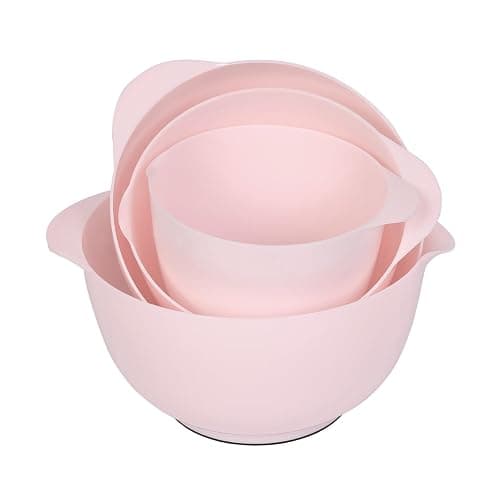 BoxedHome Nesting Plastic Mixing Bowl Set, 4 Piece Mixing Bowl Set with Pour Spouts, Size 1.7, 2.5, 3.5 and 4.5qt, for Prepping, Mixing, Baking, Cooking(2023 New Version, Pink) thumbnail 6