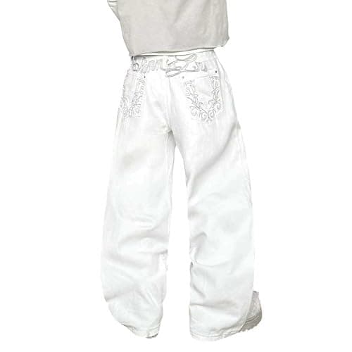 DFGIGT Mens Baggy Jeans Hip Hop Stylish Embroidery Wide Leg Loose Fit Y2k Jeans Casual Skater Streetwear Denim Pants - Image 1